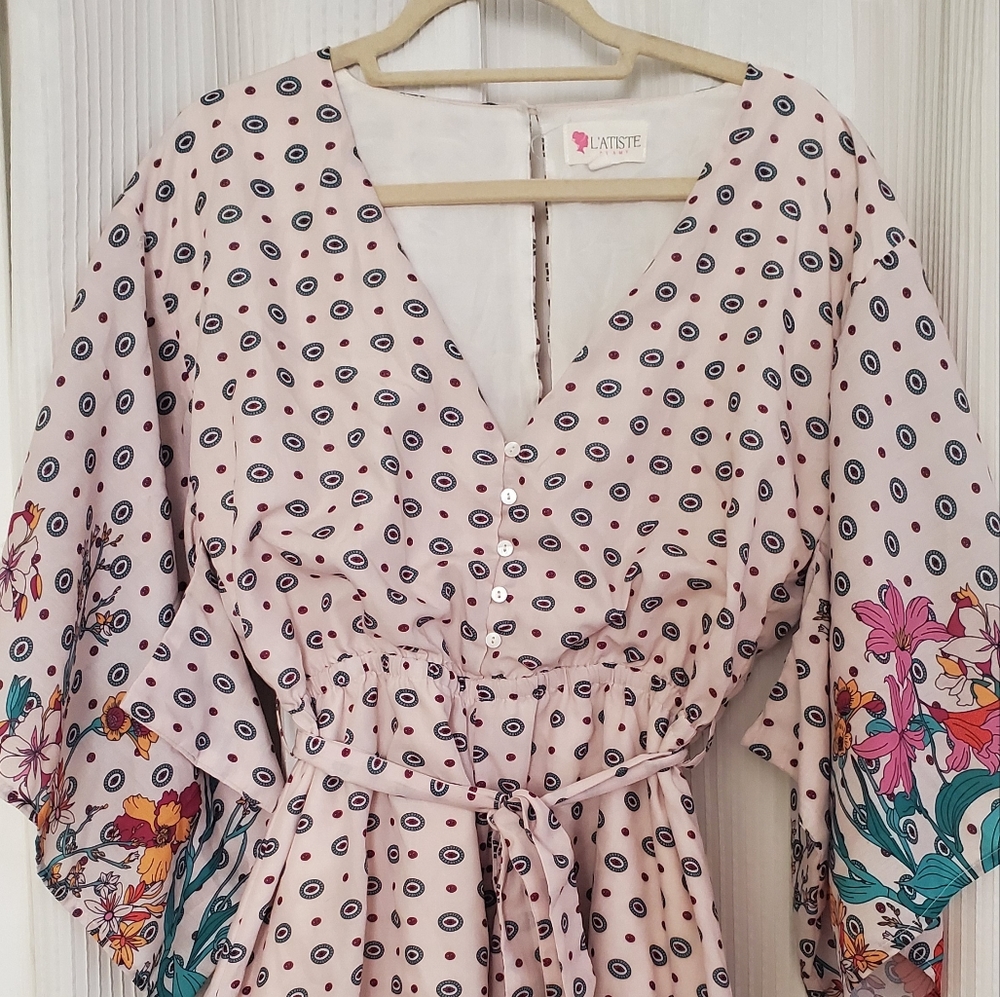 Cream, Floral Romper